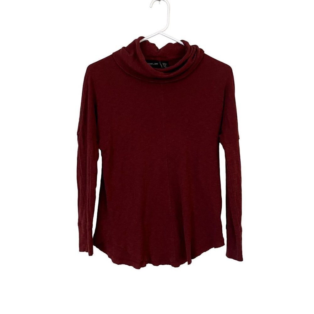Rachel Zoe deep dark coral turtleneck sweater long sleeved winter top classic